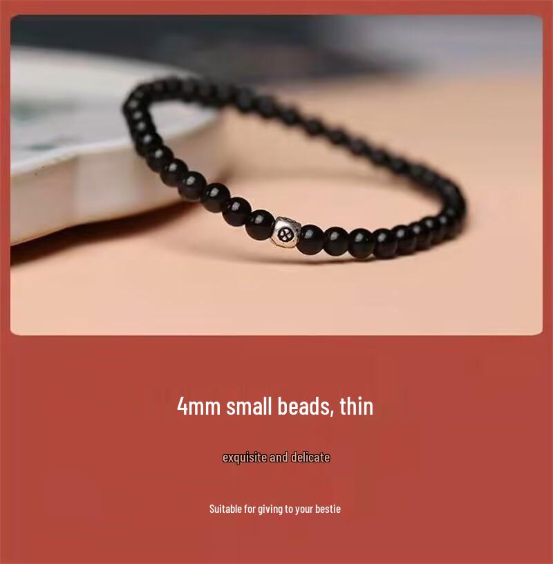 Bransoletka Srebro S925 Naturalny Obsydian Tęczowy i Kwarc Dymny dla Kobiet – Idealny Prezent dla Dziewczyny lub Pary