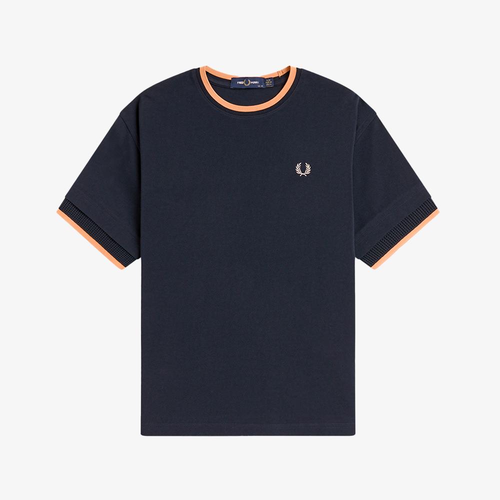 Fred Perry [Womens] Tipped Mesh Pique T-Shirt - Navy Afpf2612191-608