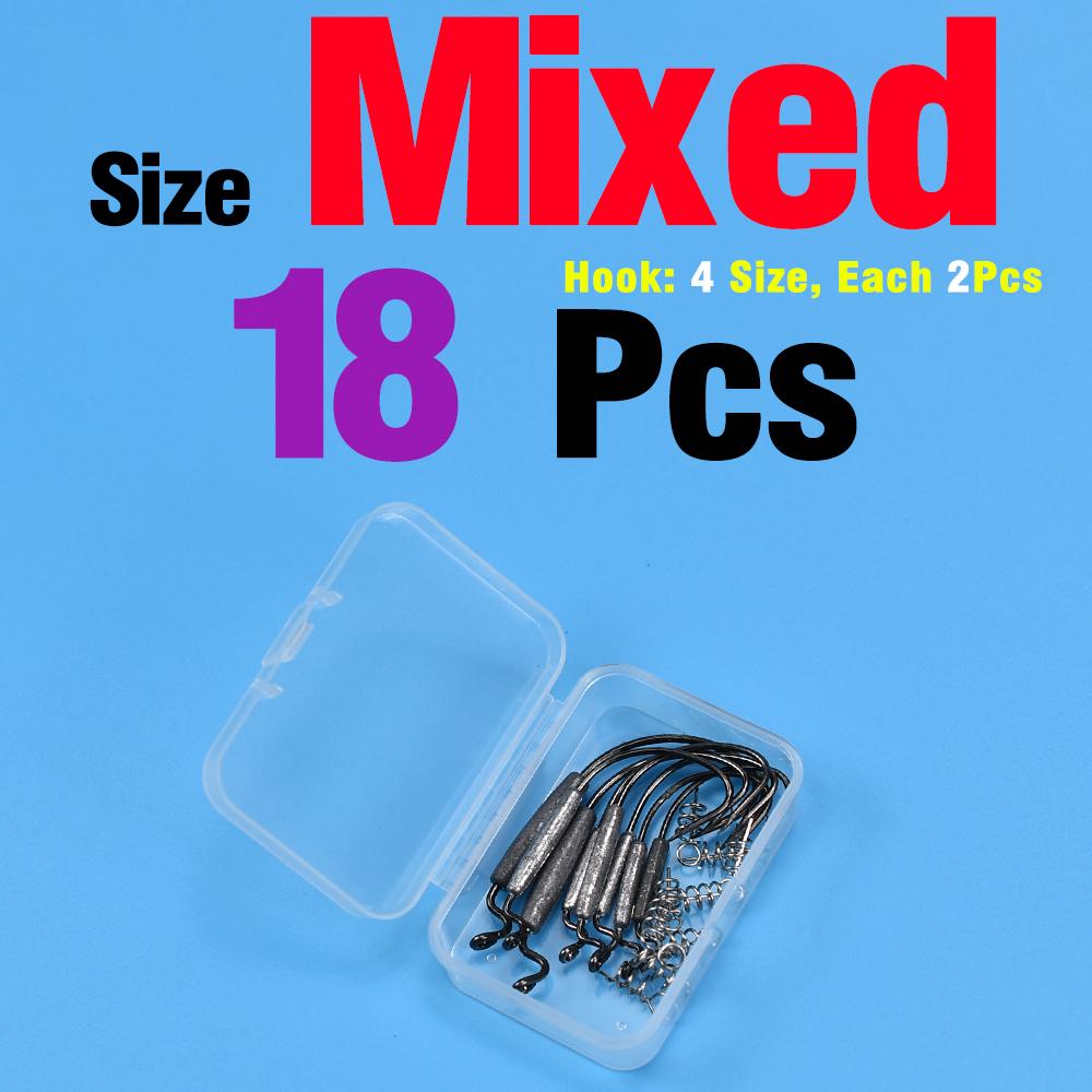 18Pcs Set Jig Crank Head Barbed Hook 1.8g 2g 3g 6g Soft Lure Worm Offset Fishhook Spring Lock Pin Fishing Tackle Accessories