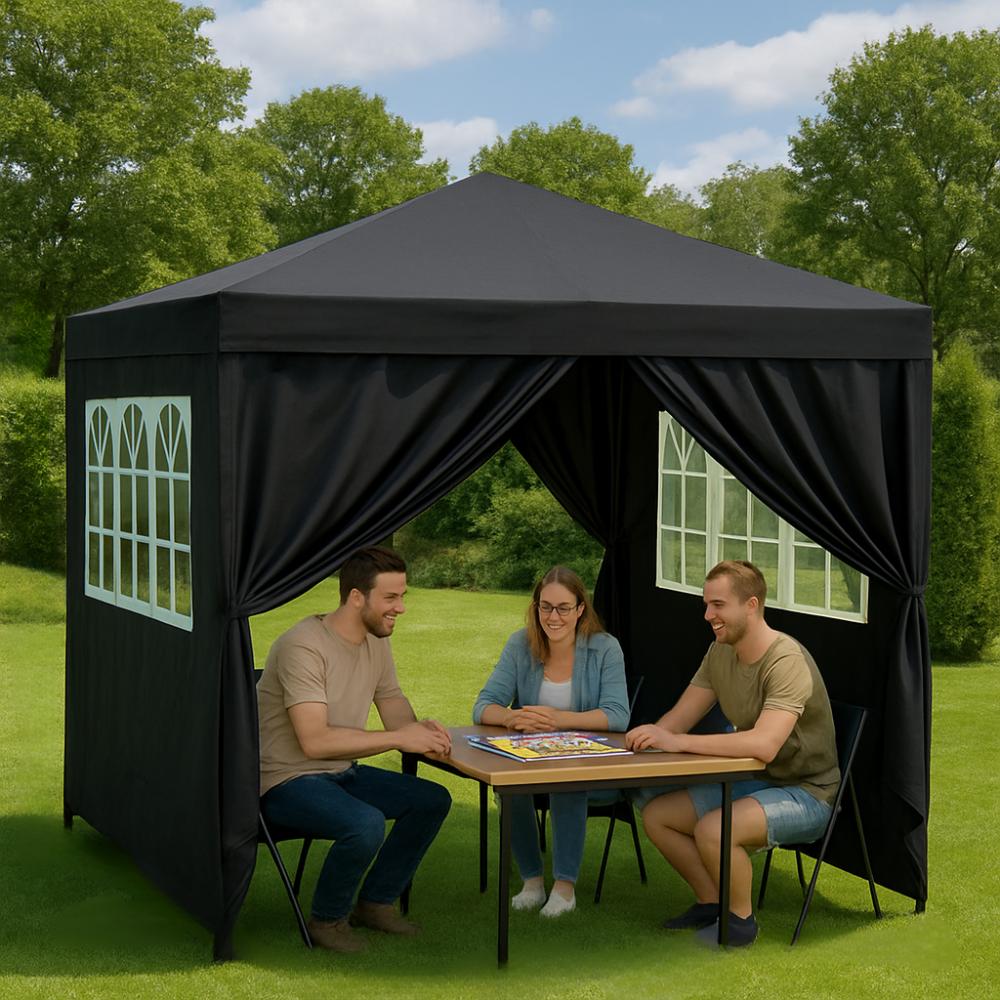 Garden pavilion, commercial tent, party gazebo, 4 side walls, windows, xxl