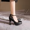 Moda 2025 Damskie Czarne Szpilki Wiosenne Codzienne Buty Damskie Szpilki Jednokolorowe Buty na Koturnie Duże Rozmiary Szpilki Rozmiar 34-40