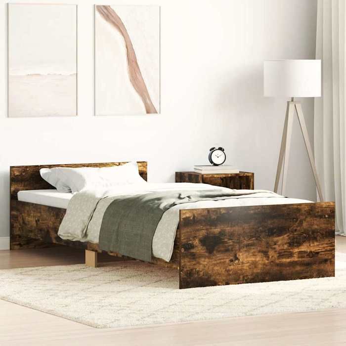 VidaXL Cadre de lit chêne fumé 90x190 cm bois d'ingénierie 835943