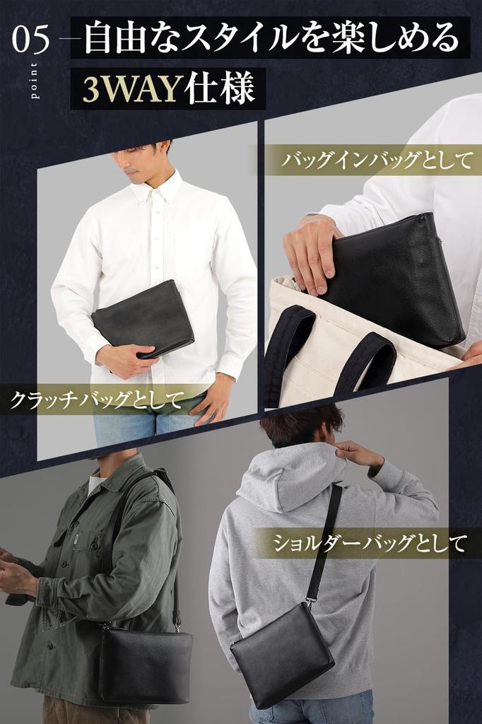 LEZOPHIS Men's Genuine Leather Sacoche Bag [Premium Top Grain LeatherFeatured on George Tokoro's Setagaya Base] Slim, Small Shoulder Bag (Navy)