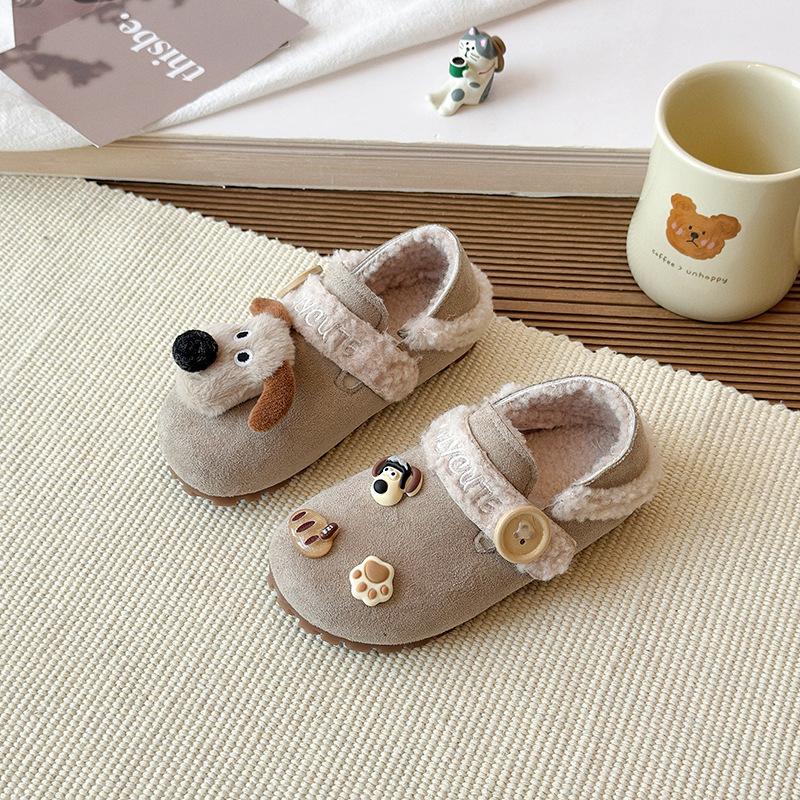 

Girls plush puppy doll Birkenstock cotton shoes, new winter style, plush-lined boys warm shoes 26-30Code one hand5Double світло-сірий колір
