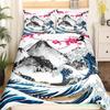 Japanese Ukiyo-e King Queen Duvet Cover Golden Fish Hokusai Bedding Set Crane Wave Quilt Cover Red Sun Polyester Comforter Cover