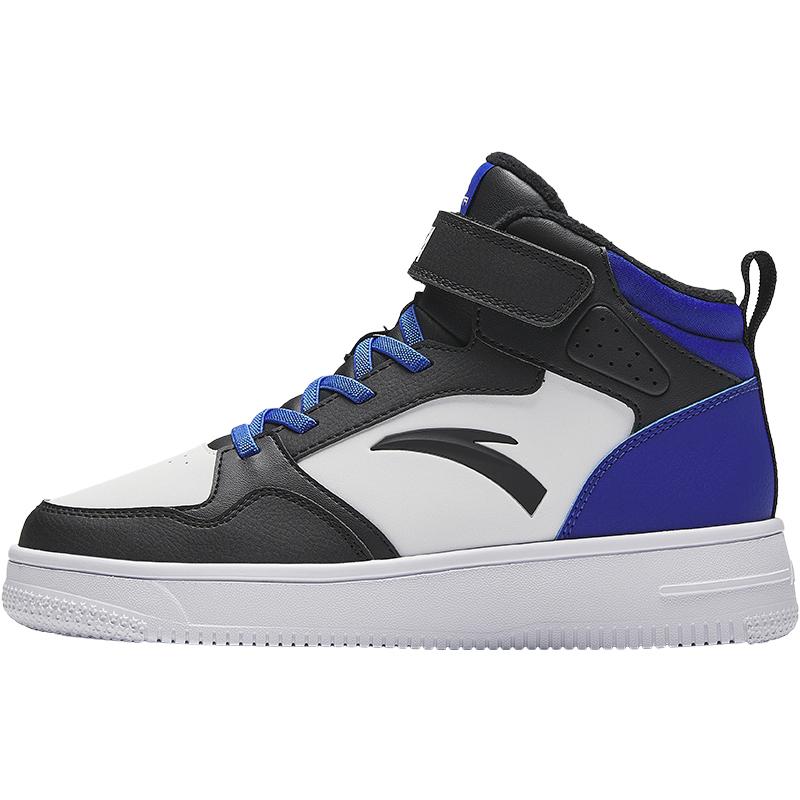 

Anta Kids Synthetic Leather Outdoor Series Fleece Lightweight Shock Absorbing Warm High Top Skate Shoes Kids Skate Shoes White Black Blue A12446939-2 33