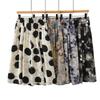2026 Spring/Summer Plus Size High-Waisted Floral Skort - Elastic Waist Slimming Wide-Leg Cropped Pants Skirt for Women