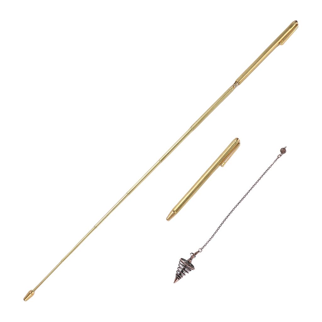 2PCS Retractable Dowsing Rods Copper Handle Telescopic Pole with 1 Pendulum Pendant and 1 Chain