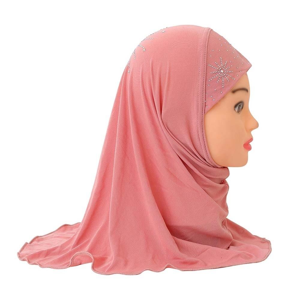 Breathable Instant Hijab Pre-Stitched Design Elastic Chin Support Girls Rhinestone Headscarf Non-Slip Fit Lightweight and Soft