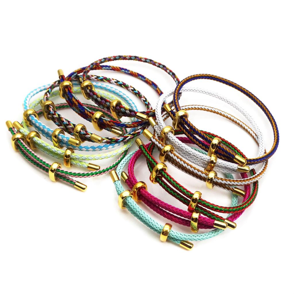 10Pc Luxury Multicolor Fashion Adjustable Bracelet Stainless Steel Wire Waterproof Rope Bracelet Men Women Jewelry Accessories