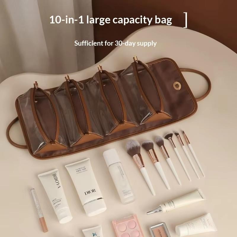 Portable Makeup Bag High Quality Cosmetic Storage Pouch Travel Toiletry Organizer Convenient Pu Leather Makeup Bag For Desktop