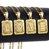 Stylish 26 Letters Square Charm Necklaces Stylish Jewelry Choker Figaro Link Chain Gold Color Tone Length Adjustable Voguish Souvenir Present