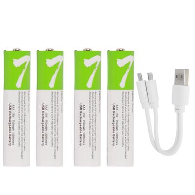 4Pcs USB AAA Lithium?ion Rechargeable Battery 750mah Large Capacity with Charging Cable