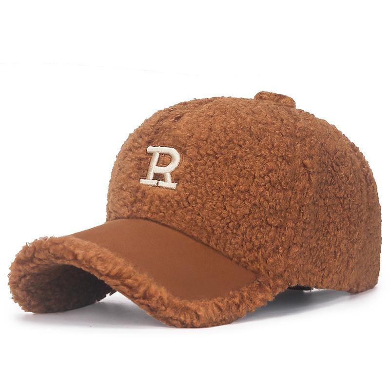 Teddy Fleece Winter Baseball Cap With Curved Brim And Adjustable Strap For Womens Streetwear