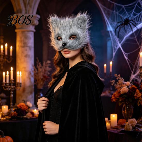 Comfortable Furry Costume Set Plush Fox Cosplay Mask, Fluffy Tail, Costumes Props, Fuzzy Tail Mask for Party Anime Convention And Role Play