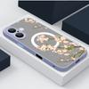 Magnetic Pink Flowers Case For iPhone 14 16 15 Pro Max 14 13 12 Pro 11 For Magsafe Wireless Charge Soft Edge Acrylic Phone Cover