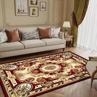 Tapis ROUGE de Style Européen POUR SALON Décoration de Luxe Maison Chambre Tapis 200x300 Cm Salon Antidérapant Lavable Tapis de Sol Moelleux