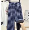 Plaid Pants Otaku Women's Same Casual Pants Loose Wide-leg Pants Women's Autumn and Winter Lazy and Thin Plaid Wide-leg Pants Trousers