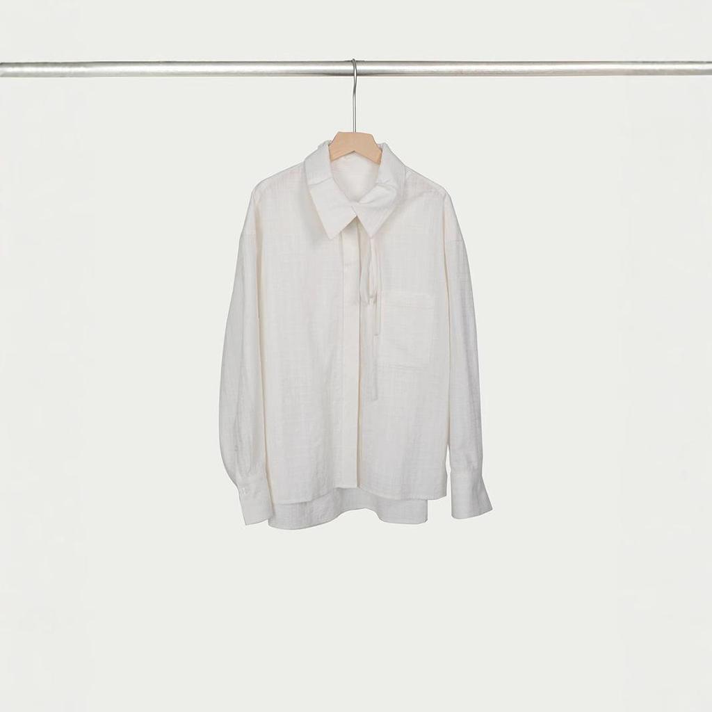 Checkered 3D Jacquard Cotton Tie-Up Shirt: Niche Long-Sleeve Jacket for Spring & Summer