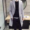 Men's Slim Fit Wool Trench Coat - Korean Style Mid-Length, Plus Size, Trendy British Design
