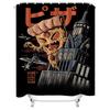 Pizza Planet Shower Curtain Retro Space Monster Design for Bathroom Decoration Black Color Fabric with Hooks Included (75x72in)