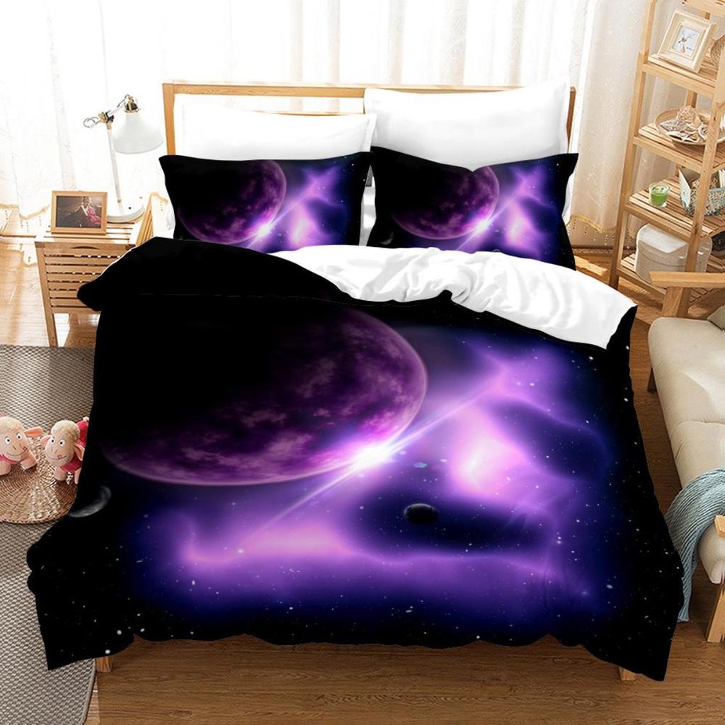 3D Cosmic Starry Sky Theme Printing Home Bedding Set Quilt Cover Pillowcase Bed Sheet/double Bed Full Size Bedding Home Decoration