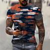 Fashionable Camouflage Hip-Hop Pattern Men's Printed T-shirt Casual Round Neck Comfortable Short Sleeved Top