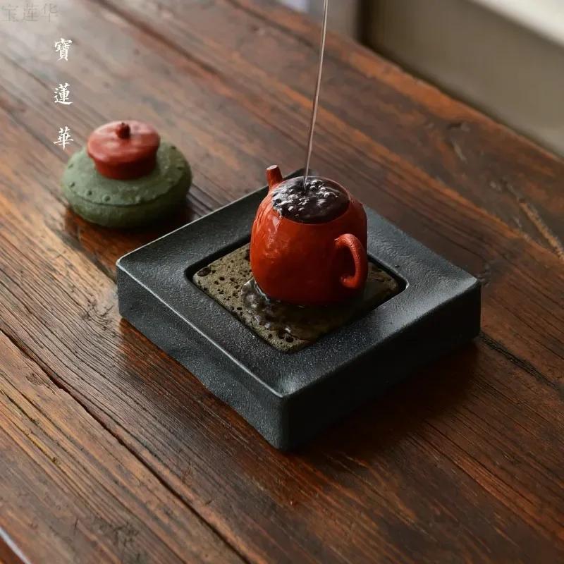 Stone Tea Tray Plate Teapot Board Natural Volcanics Teaware Water Storage Chinese Antique Table Accessorie Home Decoration Black