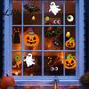 Double Sided Glass Stickers Cute Halloween Static Cling Window Stickers, Pumpkin Ghost Bat Black Cat Clings Decals, No Adhesive Removable Art
