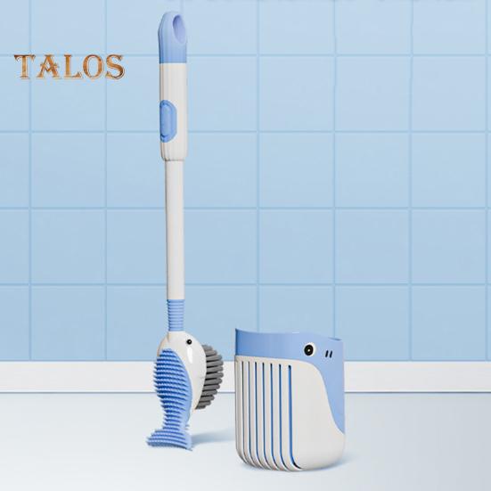 Squirt Whale Toilet Brush 360-Degree Cleaning Brush with Silicone Head Hanging Hole Design Wall-mounted Toilet Brush