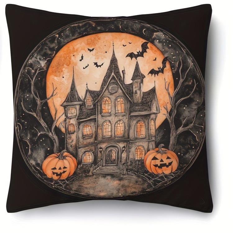 Halloween Themed Pillowcases: Witch, Owl, Black Cat & Haunted House Designs for Spooky Decor Sofa Cushion Cover
