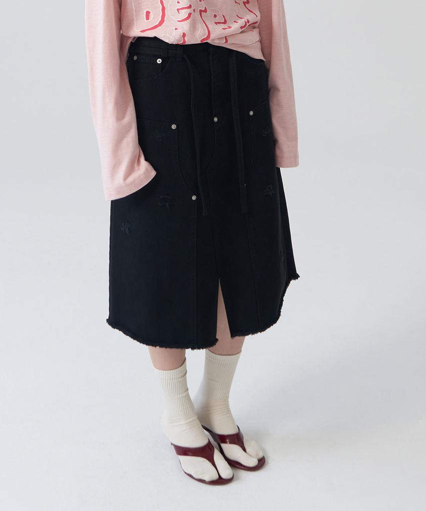 Gyeong Double Knee Skirt_Black