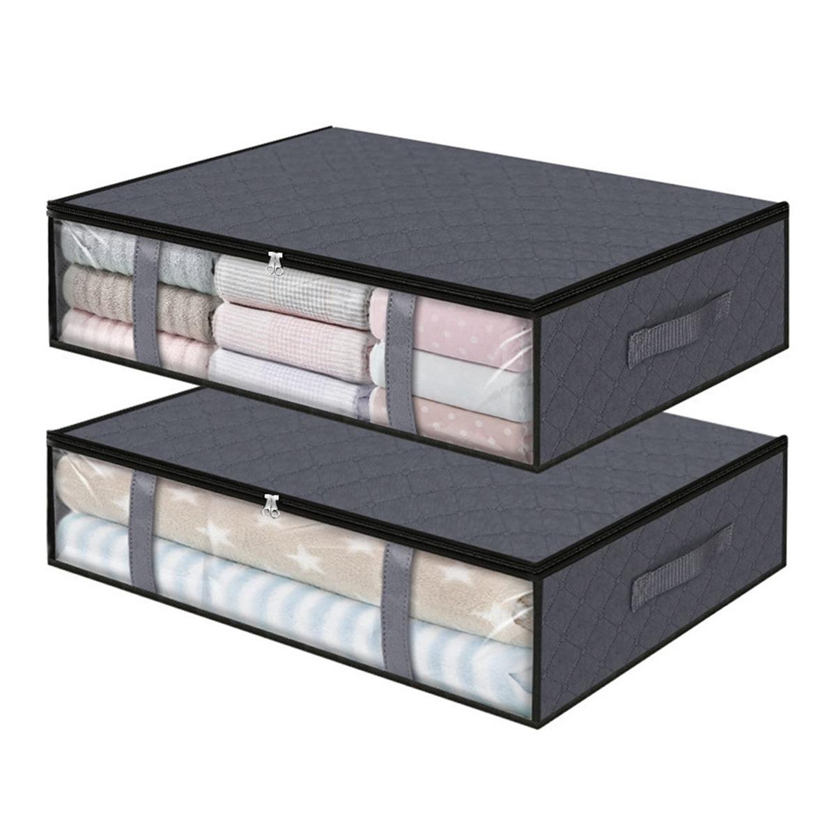 Underbed Storage Bags Foldable Clothes Storage Bins Large Clothes Containers with Handles for Comforter Blanket Sweaters Pillows 60x45x15cm