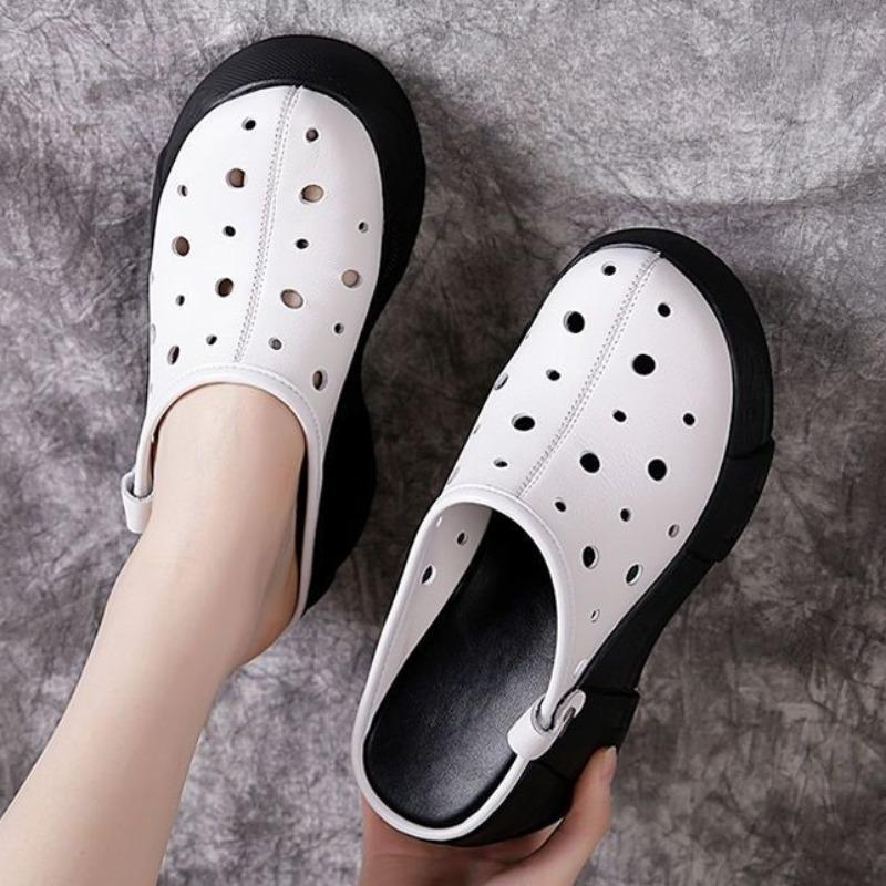 Fashion Women's Slippers and Ladies Sandals Kawaii Slides Black Junior Shoes Round Toe Wedge Heel Cute on Sale Cheap Liquidation Shoe 39