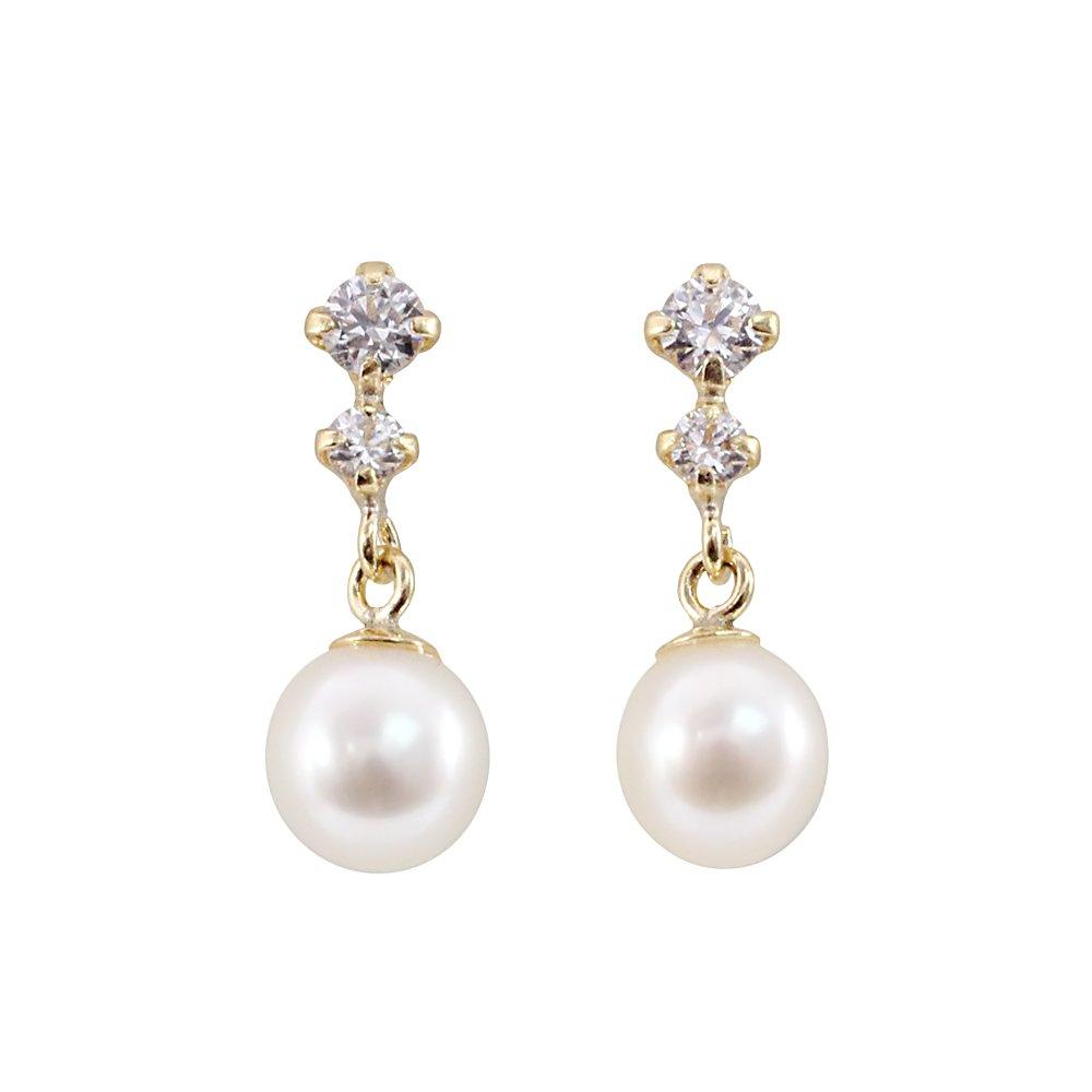 

Freshwater pearl yellow jewelry [Barzaz] earrings, gold, 18K, K18, 18K, pearl, ladies, dangling, білий
