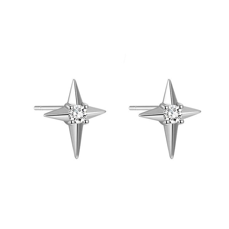 Luxuriöse minimalistische vierzackige Stern Zirkon Ohrstecker für Männer und Frauen