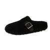 French Flat-bottomed Fluffy Slippers for Women's Outer Wear 2025 Autumn and Winter New Models Are Great-looking, One Pedal, Velvet Mary Jane Cotton Mo