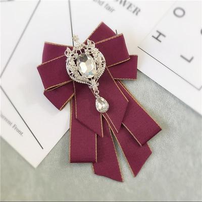 Stoff Fliege Brosche Strass Hals Krawatten Kragen Pin Krawatte Corsage Brosche Schmuck Luxus Geschenke für Frauen Zubehör