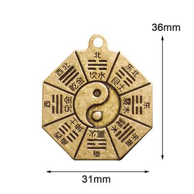 Feng Shui Çin İçbükey Dışbükey Bagua Bakır Ayna Anahtarlık 8 Heksagram