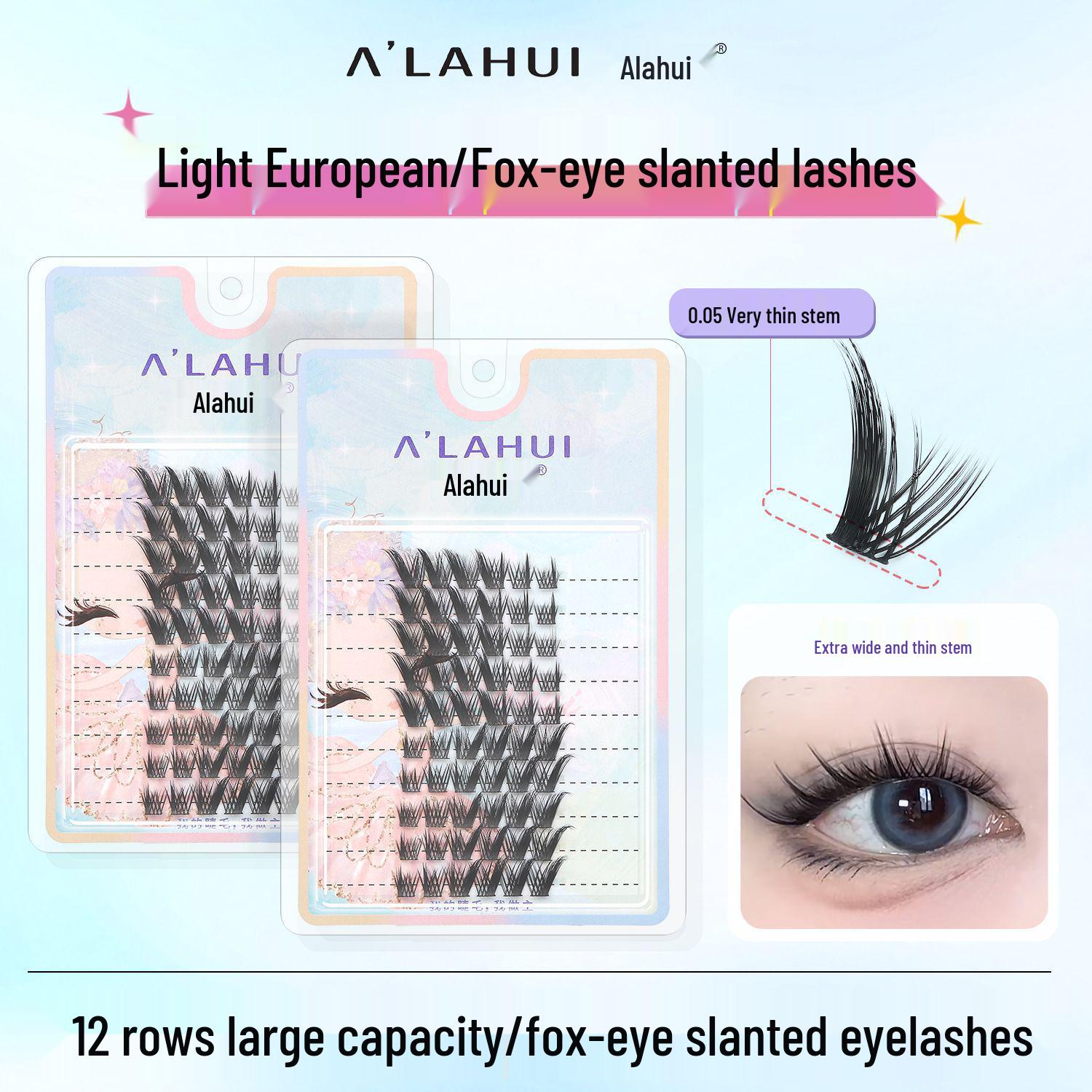 

Large-Capacity Slanted Fox Eye False Eyelashes - Beginner-Friendly, Segmented Design