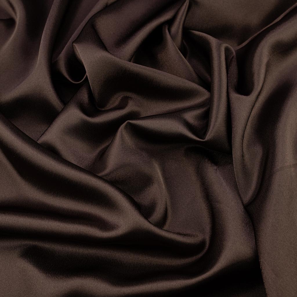Satin Crepe Fabric, Chocolate Color