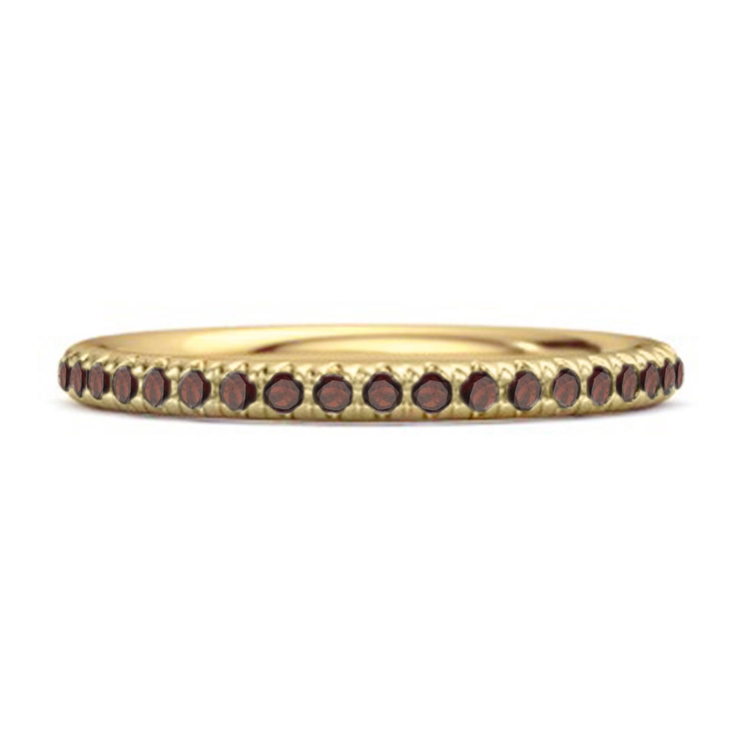 Garnet Round Eternity Ring - 925 Sterling Silver Gold Vermeil 9.5