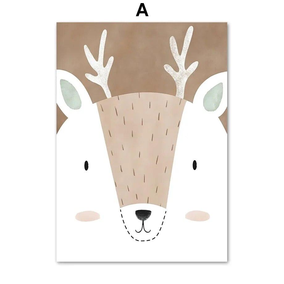 Deer Fox Rabbit Bear Hedgehog Woodland Nursery Wall Art Print Canvas Painting Nordic Poster Wall Pictures Baby Kids Room Decor