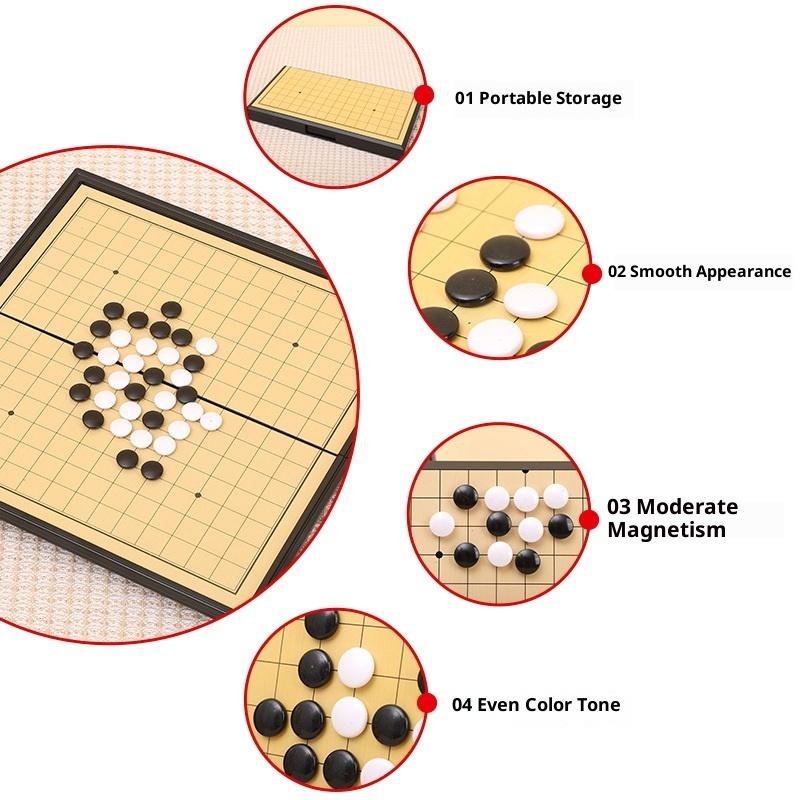 Jogo de Tabuleiro Antigo Chinês Weiqi Damas Mesa Dobrável Conjunto de Xadrez Go Jogo de Xadrez Brinquedo Presentes Plástico Jogo de Go
