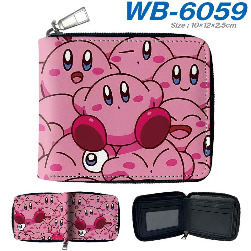 Kirby Short Wallet PU Leather Full Color Cartoon Pattern Zip Coin Purse Pink 1pcs