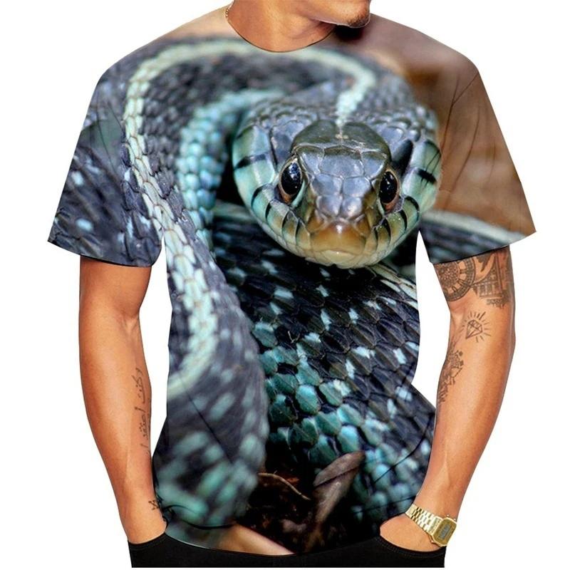 Summer Cool and Breathable Animal Snake Pattern Men's T-shirt Fashion Casual Cool Street Fashion Harajuku Round Neck Short Sleeved T-shirts