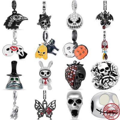 Copper Demon Black Butterfly Bat Horror Pumpkin Pendant Bead Diy Fit Original Pendant Charm Bracelet Women Jewelry