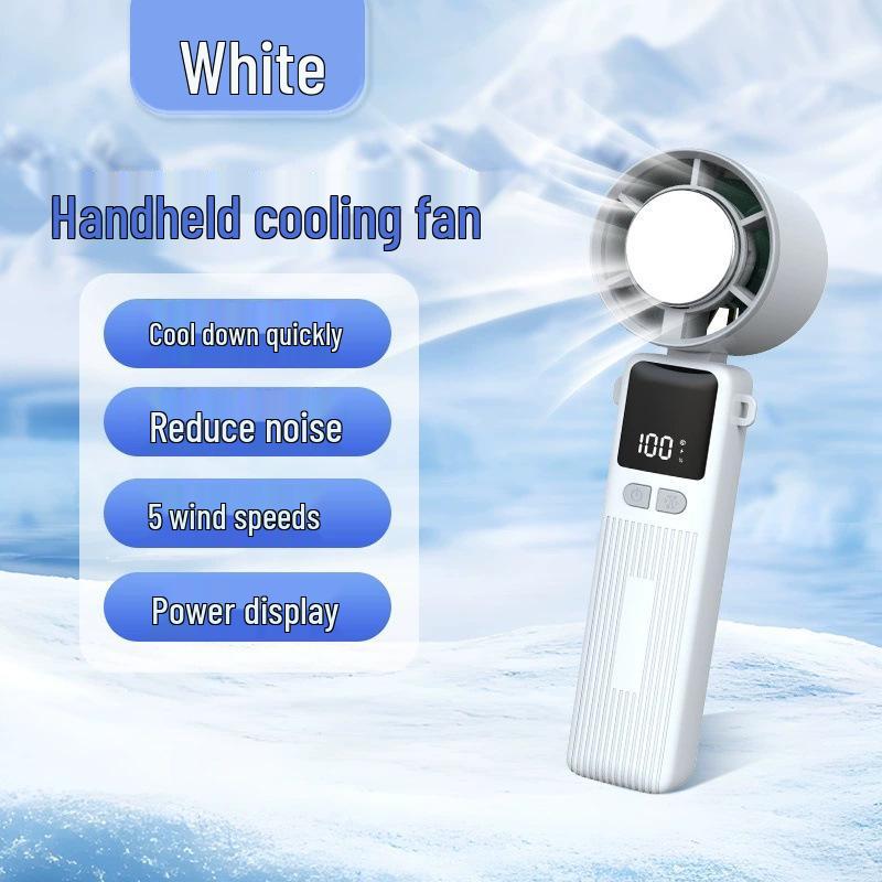 Handheld Portable Mini Fan with Cooling Ice Pack – Silent, Foldable, Desktop-Compatible 5-Blade Fan