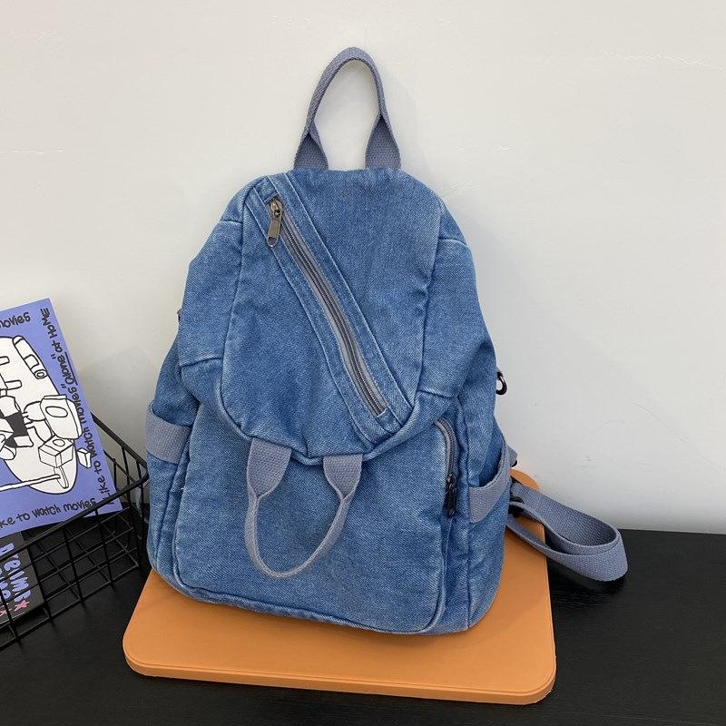 Рюкзак из выстиранного денима для мужчин и женщин большой вместимости многоцелевая сумка через плечо повседневный маленький рюкзак 2990₽