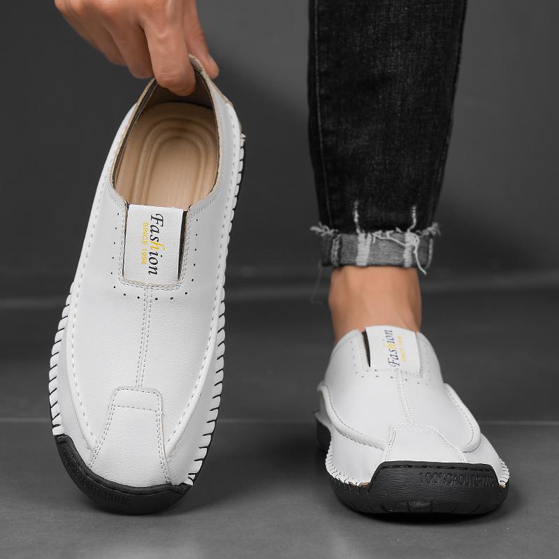 Handmade Genuine Leather Men's Casual Shoes Comfortable Moccasins Men Business Flats Shoes Driving Shoes